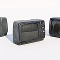 Three Old Vintage Televisions With Retro Design And Classic Style 3d model