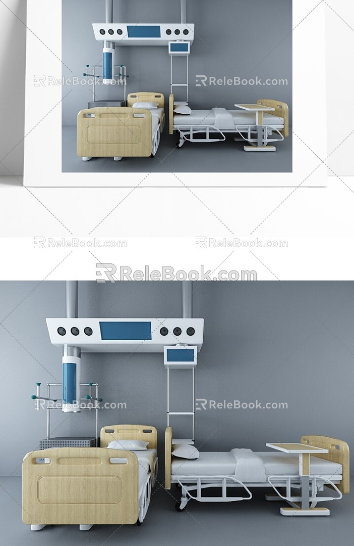 Modern hospital bed medical equipment 3d model