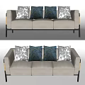 New Chinese-style Three-person Sofa Multi-person Sofa Casual Sofa Long Sofa Pillow 3d model