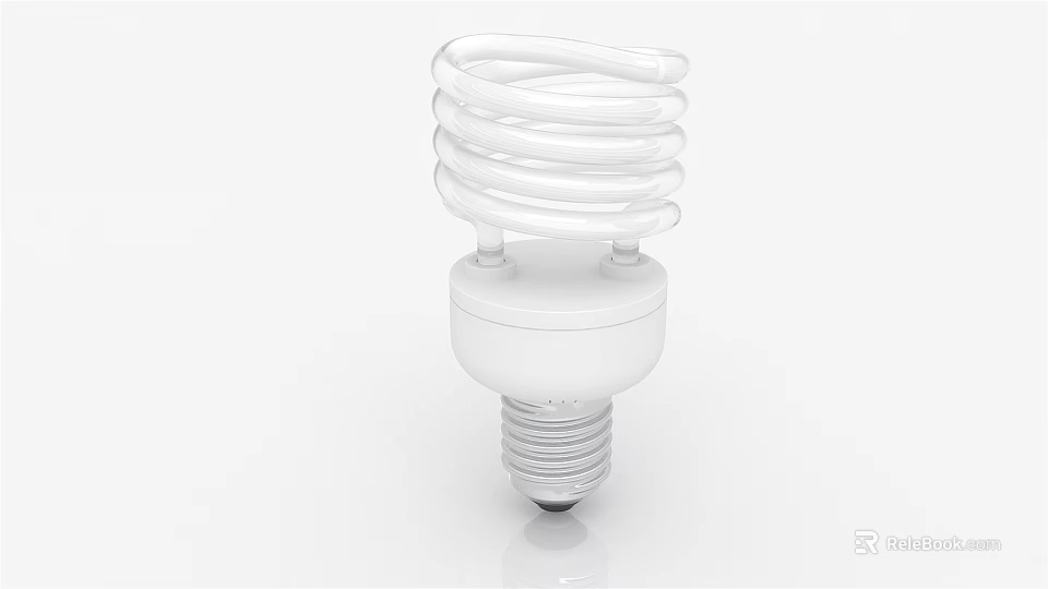 White Spiral Energy Saving Light Bulb With Efficient Lighting For Home 3d model 