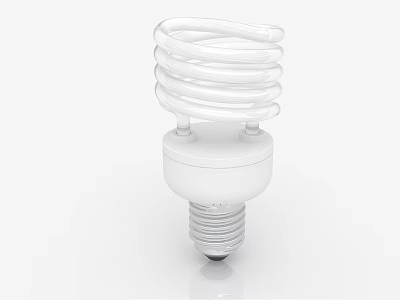 White Spiral Energy Saving Light Bulb With Efficient Lighting For Home 3d model