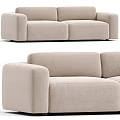 Modern Beige Two Seater Sofa With Upholstered Comfortable Seats And Sleek Armrests