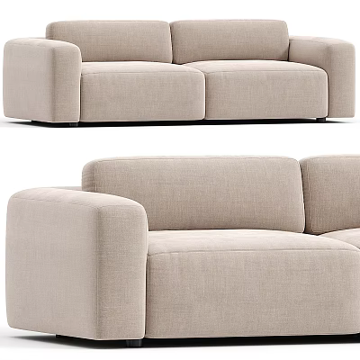 Modern Beige Two Seater Sofa With Upholstered Comfortable Seats And Sleek Armrests 3d model