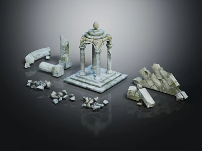 Detailed Classical Style Stone Architectural Components With Columns Arches And Blocks 3d model