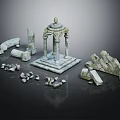 Detailed Classical Style Stone Architectural Components With Columns Arches And Blocks
