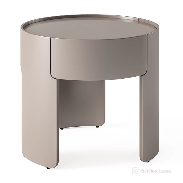 Modern Beige Bedside Table With Single Drawer And Unique Leg Design 3d model 