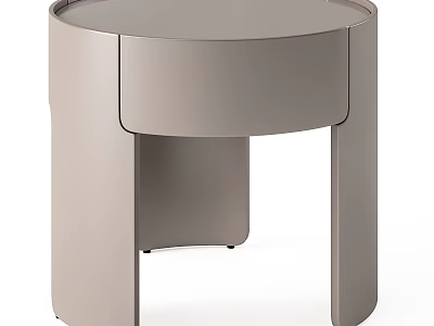 Modern Beige Bedside Table With Single Drawer And Unique Leg Design 3d model