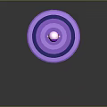 3D Game Movie Character With White Body Purple Helmet Standing On Purple Blue Concentric Circle Platform
