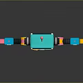 Colorful Robot Character With Geometric Body Design Multicolored Arms Eyes And Playful Parts