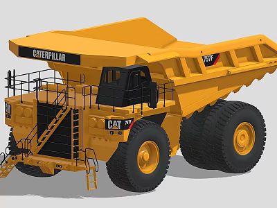 Caterpillar Yellow Heavy Duty Dump Truck With Large Tires For Construction Work 3d model