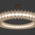 Modern Multi Layer Circular Chandelier With White Folded Fan Shaped Shades And Illuminated Design