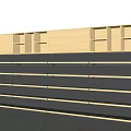 Modern Retail Shelving Unit With Wooden Panels Black Metal Frames And Multiple Storage Shelves