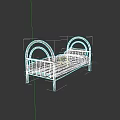 Double Bed With Metal Frame Arched Headboard And Brown Mattress White Pillow
