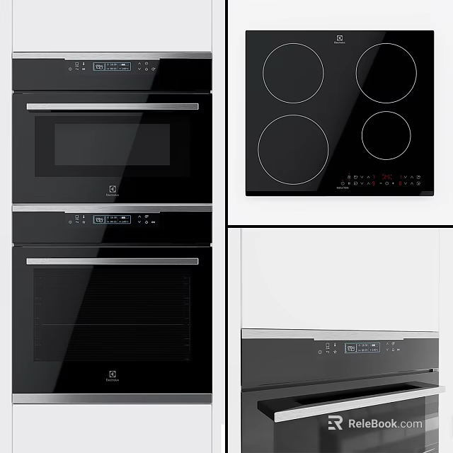 Modern Built in Kitchen Appliances With Oven Induction Hob And Dishwasher 3d model 