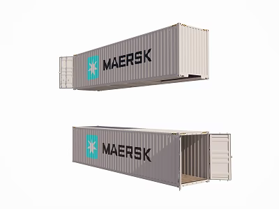 Industrial Maersk Shipping Containers With Open And Closed Door Designs 3d model