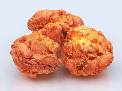 Golden Crispy Fried Chicken Pieces Stacked on White Background with Appetizing Crunchy Texture 3d model