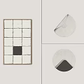 Modern Minimalist Wall Decor With Geometric Square Panel And Circular Accents On White Background