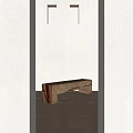 Wooden Public Bench in Minimalist Interior with Light-Colored Walls Wooden Floor and Soft Recessed Lighting