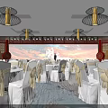 Traditional Themed Stage With Large Backdrop Screen Radial Lighting And Central Figure
