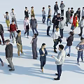 Group of People Standing Together in Open Space With Various Poses And Diverse Outfits