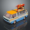Mobile Taco Food Truck With Orange And Blue Color Open Window And Neon Sign