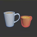 White Ceramic Mug And Transparent Glass Cup With Orange Liquid And Reflection On Dark Background