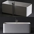 Modern Minimalist White Freestanding Bathtub Design With Black Faucet And Shower Head