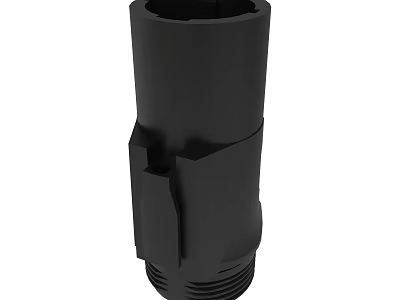 Black Cylindrical Mechanical Part With Detailed Grooves And Threaded Structure 3d model