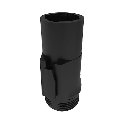 Black Cylindrical Mechanical Part With Detailed Grooves And Threaded Structure 3d model