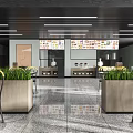 Modern Restaurant Space With Green Plant Walls Tree Decorations And Marble Floor