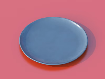 Blue Ceramic Dinnerware Set With Smooth Surface On Pink Background 3d model