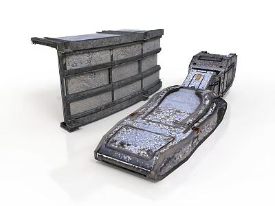 Industrial Metal Mechanical Components With Worn Texture And Panel Case Structure 3d model