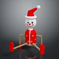 Snowman Toy Wearing Santa Hat Red Star Patterned Outfit With Stick Arms And Red Feet