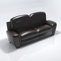 Modern Black Leather Two Seater Sofa With Smooth Surface And Armrests 3d model