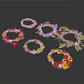 Decorative Flower Wreaths With Green Leaves And Red Yellow Blue Flowers