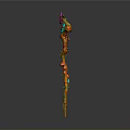 Colorful Staff Weapon With Intricate Orange Yellow Blue Pink Decorative Elements