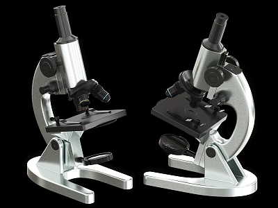 Industrial Laboratory Microscopes Equipment With Two Metallic Bases And Adjustable Lenses 3d model