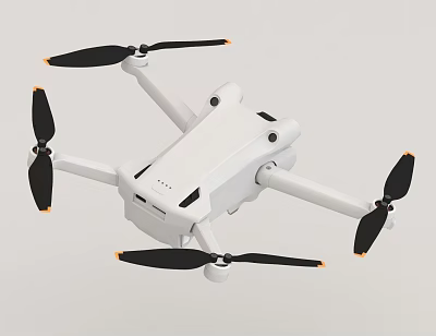 White Digital Four Rotor Drone With Black Propellers And Orange Tips 3d model White Digital Four Rotor Drone With Black Propellers And Orange Tips 3d model