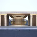 Elegant Modern Entrance Gate With Stone Walls Metal Grilles And Grille Ceiling