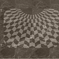 Geometric Floor Tiles With Classic Radial Checkerboard Pattern In Brown And Beige