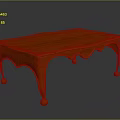 Elegant Orange Wooden Coffee Table With Scalloped Legs And Round Casters