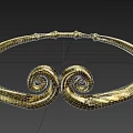 Elegant Golden Ornament Decoration Set With Spiral Design And Carved Patterns