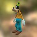 Goofy Character in Yellow Shirt Blue Pants and Green Hat with Brown Shoes