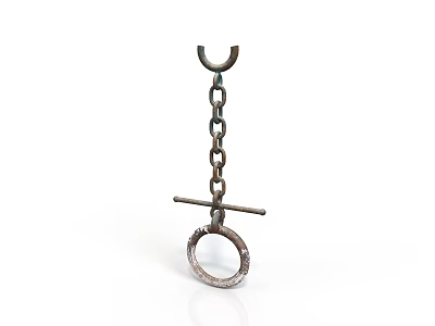 Vintage Metal Mechanical Component Featuring Chain Ring And Crossbar Design 3d model