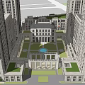 Modern Commercial Street With Multi Story Buildings Large Windows And Retail Storefronts