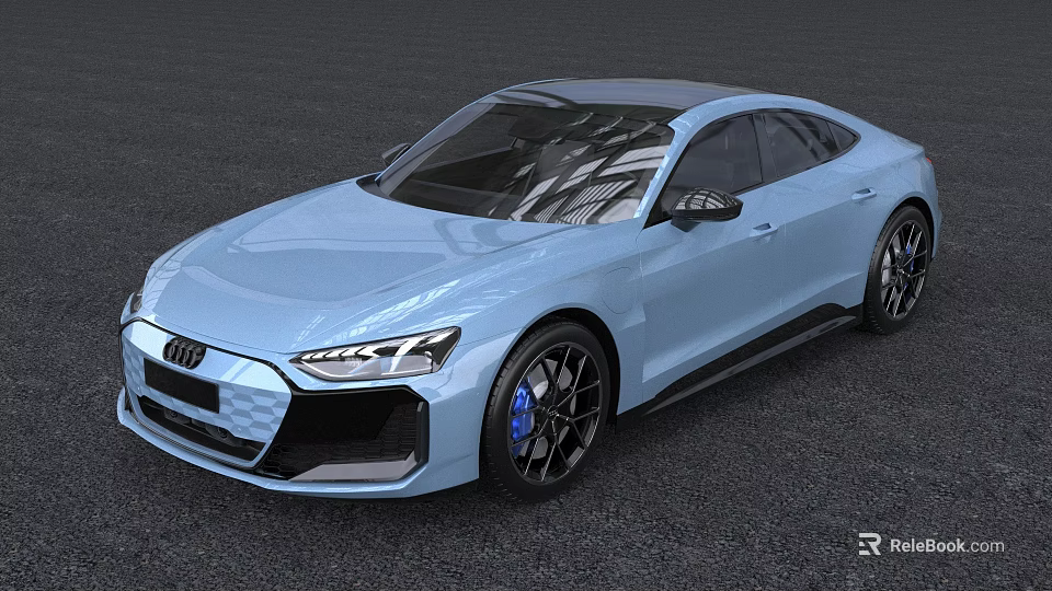 Audi Light Blue Sports Coupe With Modern Design Black Wheels And Stylish Front Headlights 3d model 