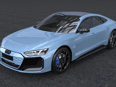 Audi Light Blue Sports Coupe With Modern Design Black Wheels And Stylish Front Headlights 3d model