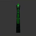 Ornate Decorative Pillar With Green Illuminated Spire And Luminous Patterned Sides For Scene Decoration