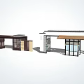 Modern Entrance Gate Design With Canopy Glass Doors And Metal Frames