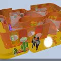 Fun Kids Playground With Orange Maze Transparent Structure Cactus Decorations And Yellow Floor